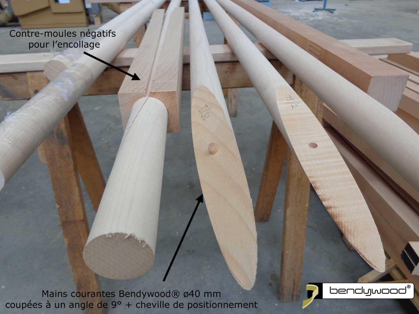 Main courante courbée érable ø40mm