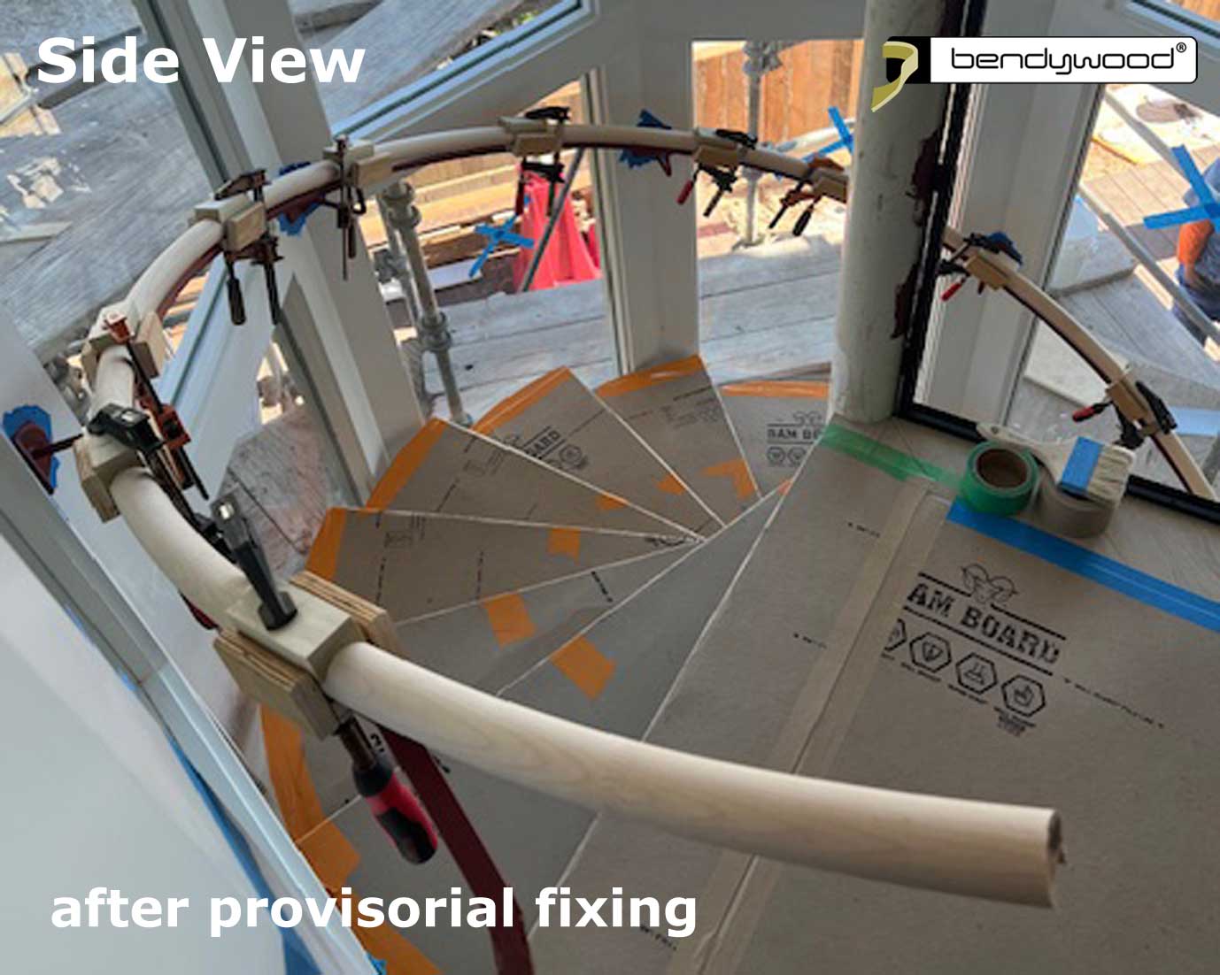 Spiral Handrail clamped 1