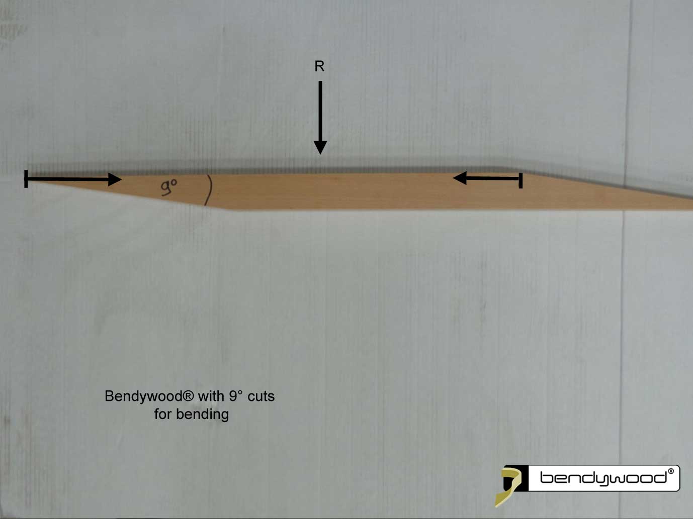 Bendywood® bending handrail with 9° cuts