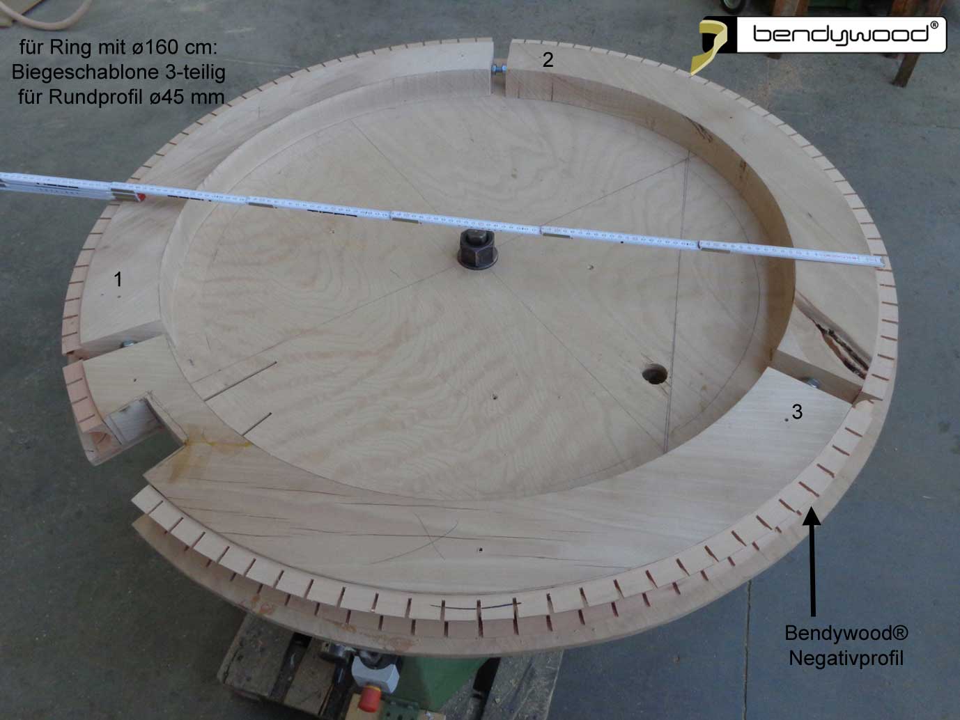 Holzring für Hängelampe - Biegeschablone 3-teilig