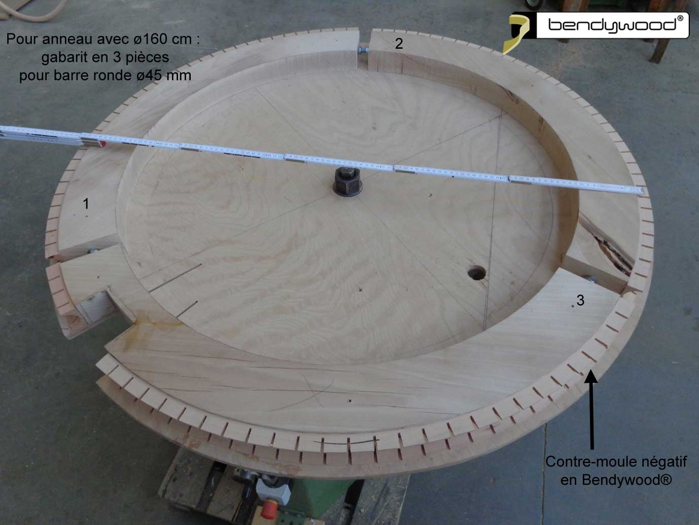 Gabarit en 3 pièce pour lustre en Bendywood®